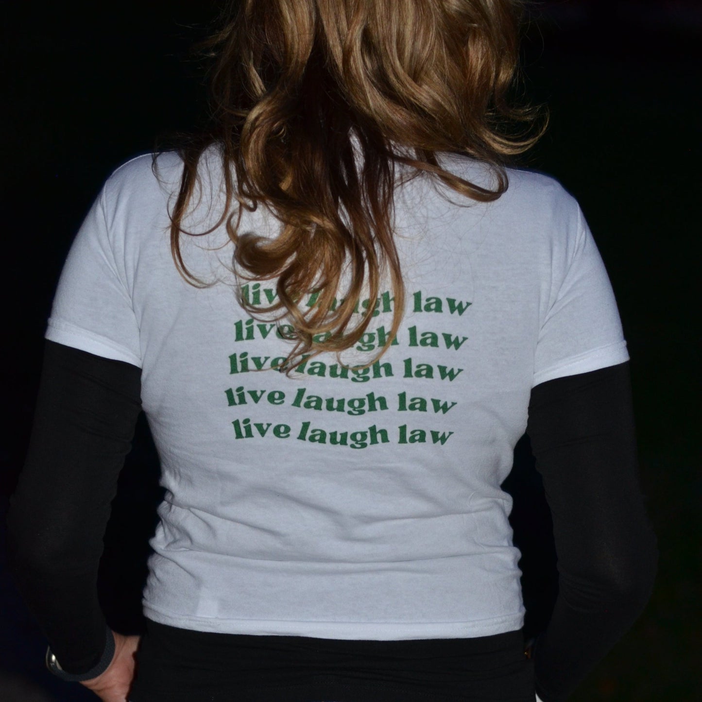 „live laugh law“ Baby-Tee grün